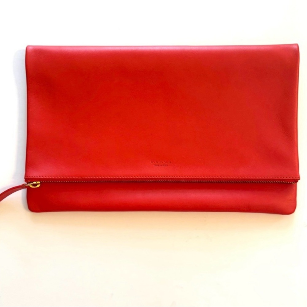 Everlane Red Leather Envelope Clutch